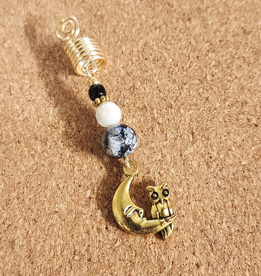 Crescent Moon and Owl Charm Wire Loc Jewelry
