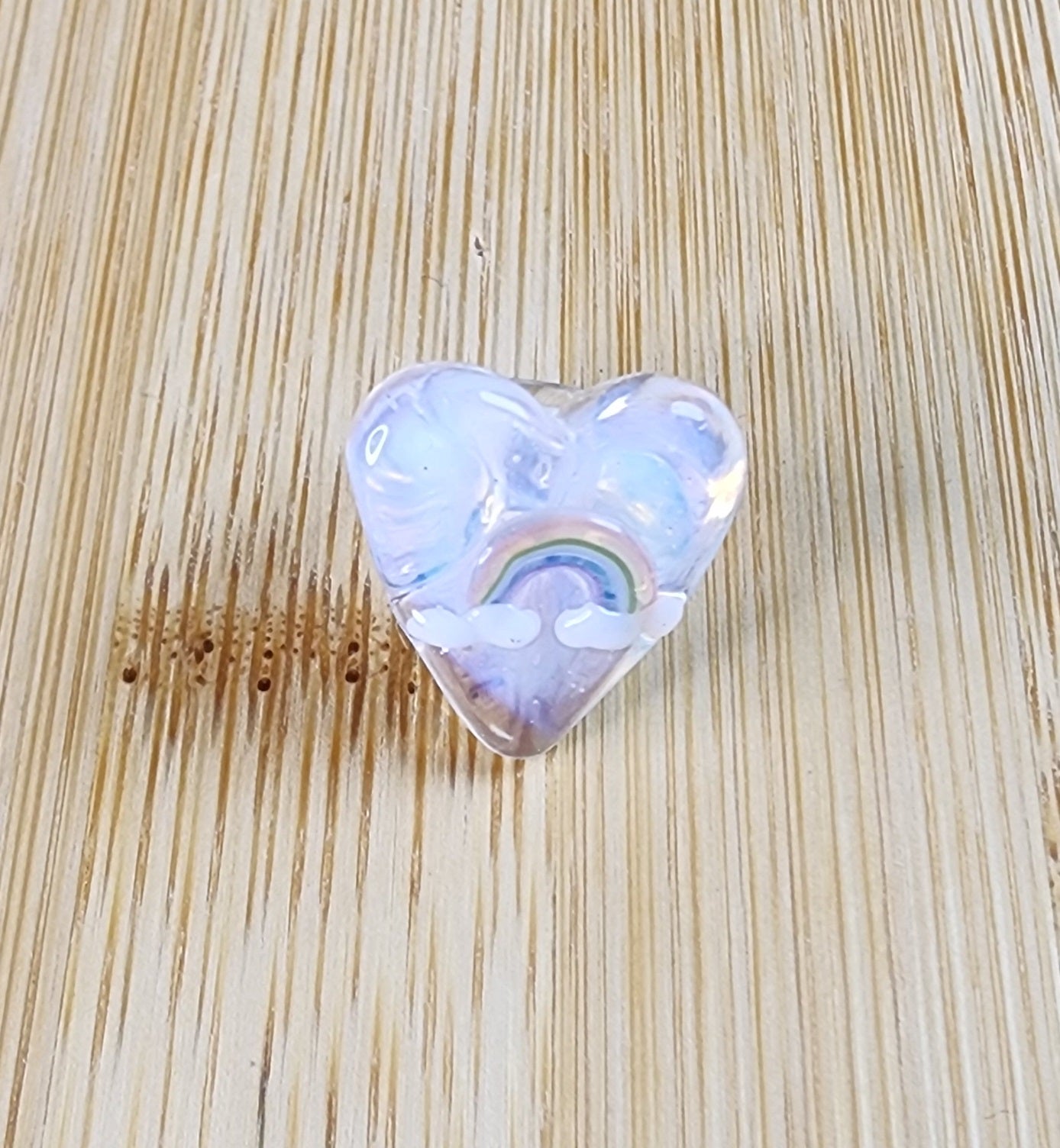 Heart with Rainbow Glass Loc Bead
