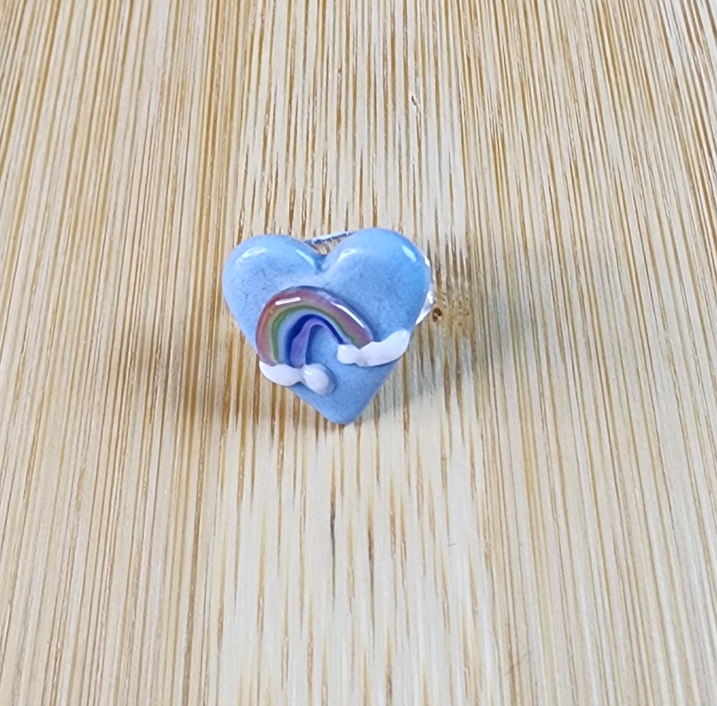 Heart with Rainbow Glass Loc Bead