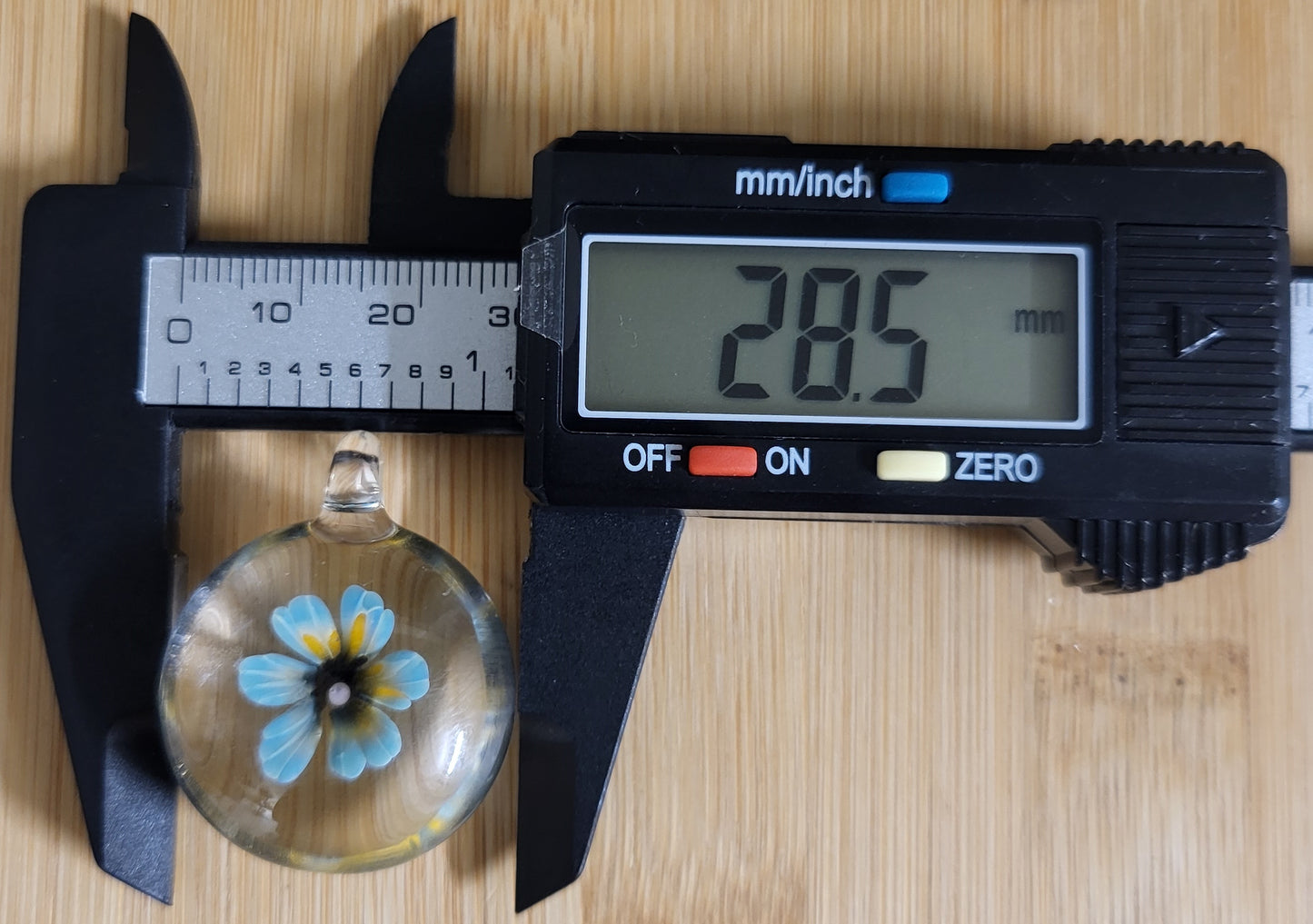 Light Blue & Yellow Floral Glass Pendant