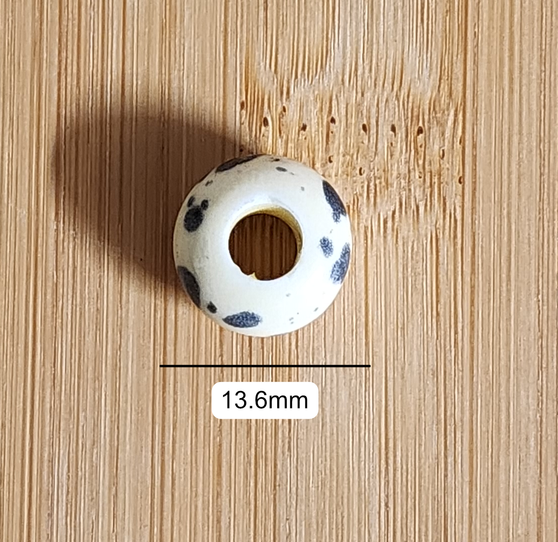 White Spotted Ceramic Loc Bead