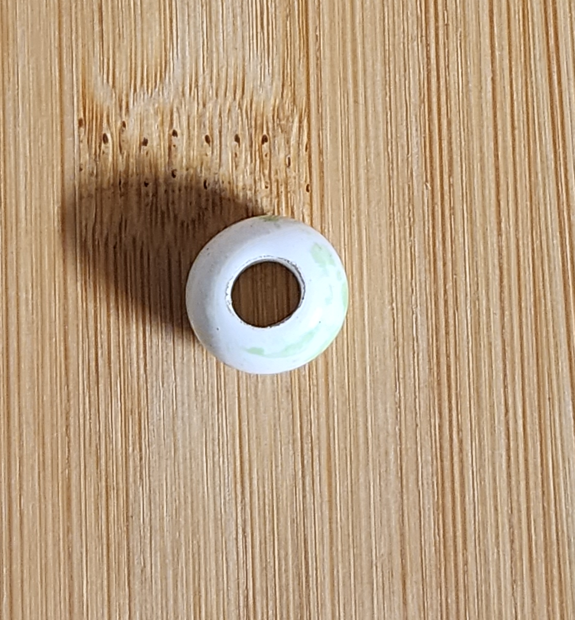 White & Green Spotted Ceramic Loc Bead