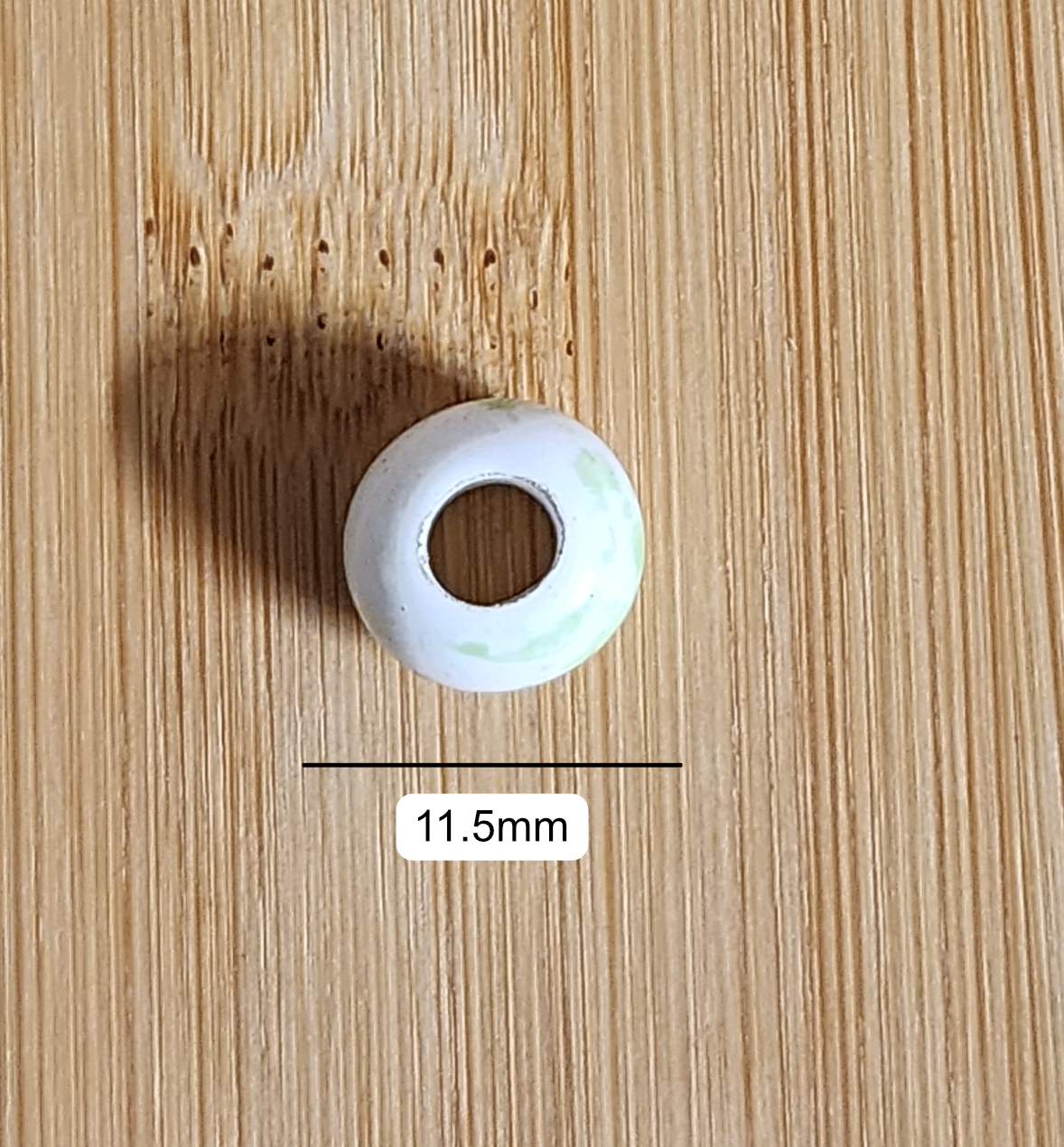 White & Green Spotted Ceramic Loc Bead