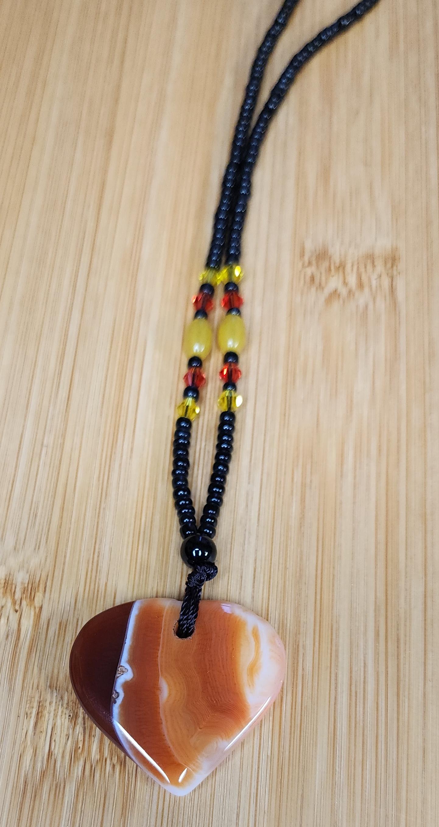 Marble Heart Shaped Natural Stone Pendant with Necklace.