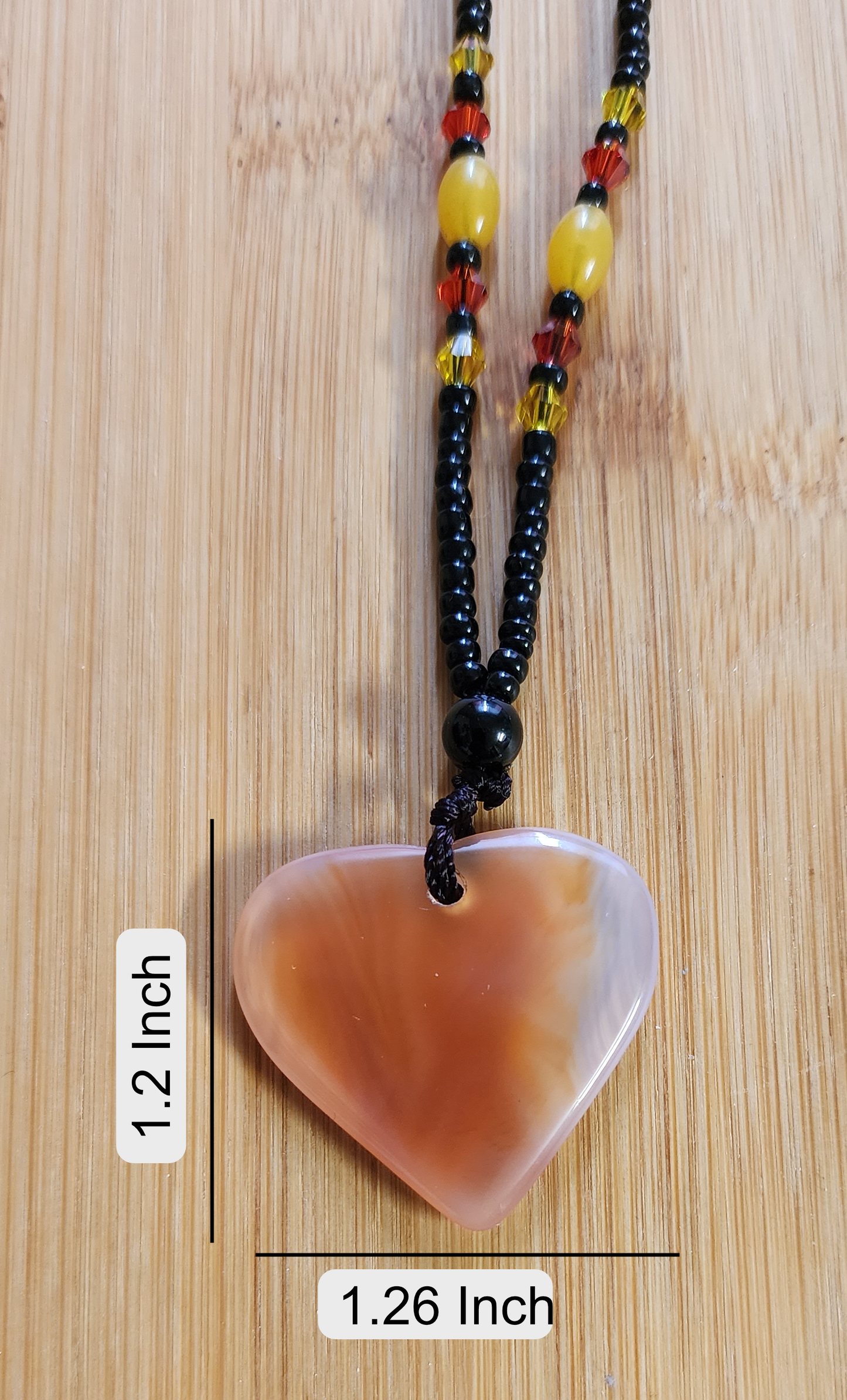 Heart Shaped Natural Stone Pendant with Necklace and Matching Ring