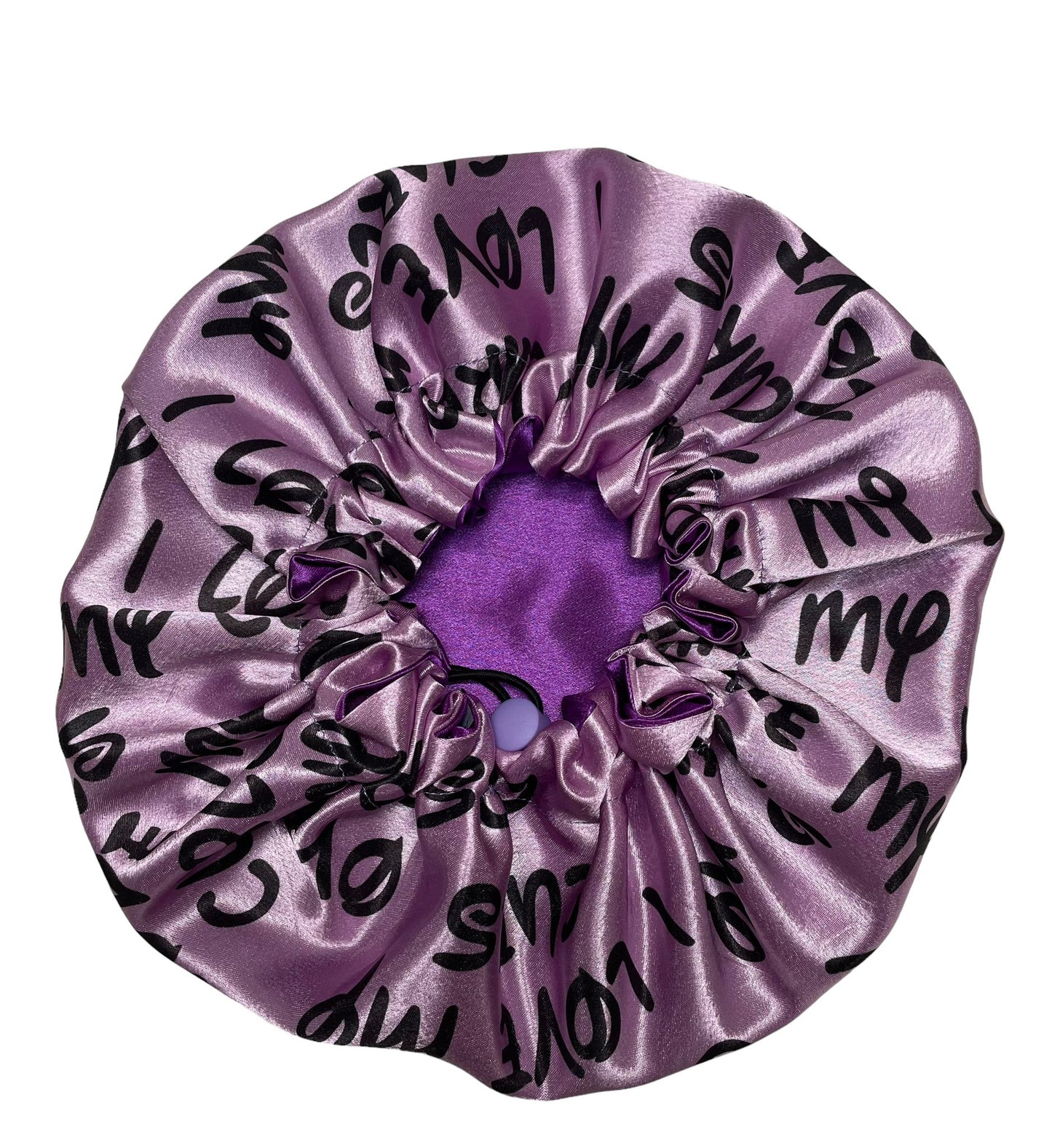 Kids "I Love My Curls" Lilac and Purple Satin Bonnet