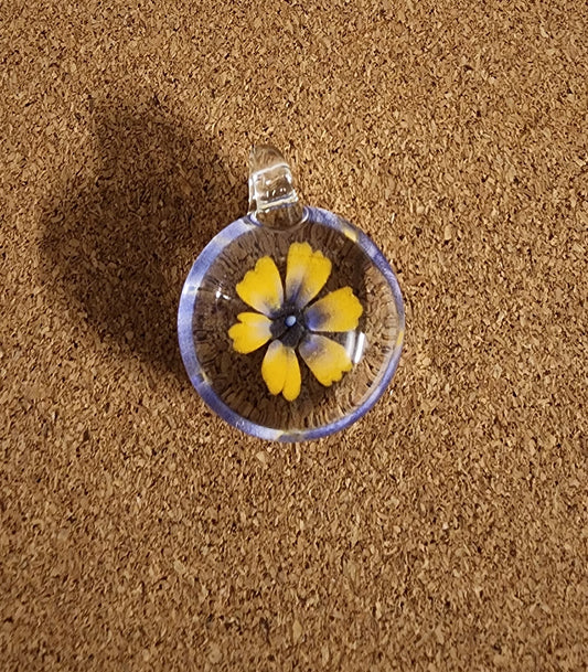 Yellow & Lilac Floral Glass Pendant