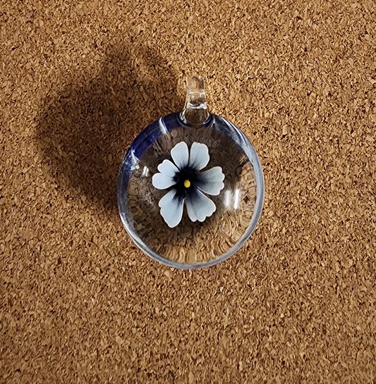 Light Blue & Blue Floral Glass Pendant