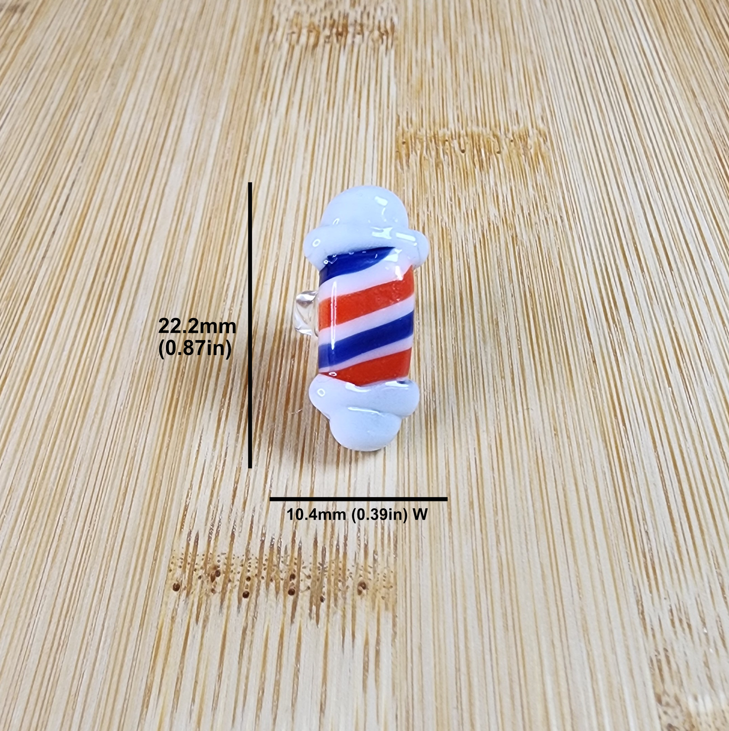 Barber Pole Glass Loc Bead