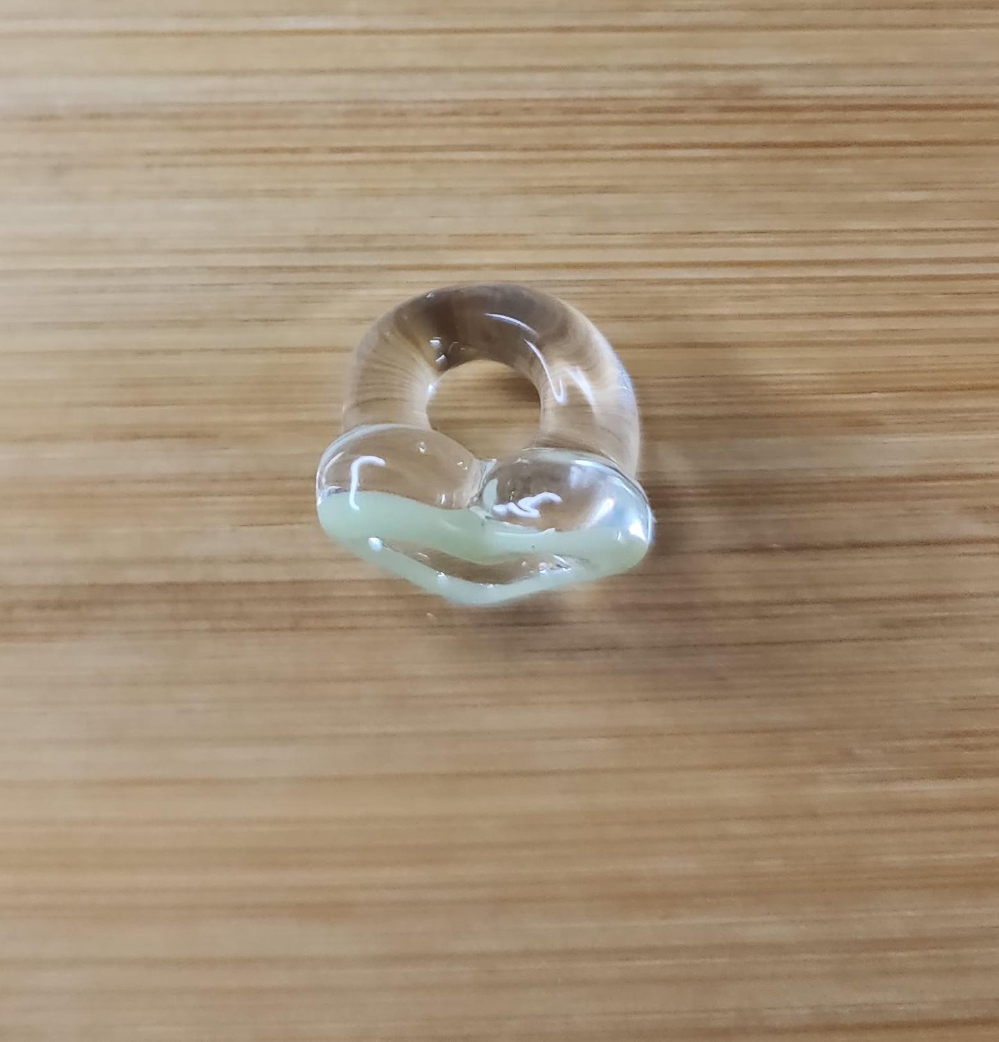 Mint Heart Glass Loc Bead