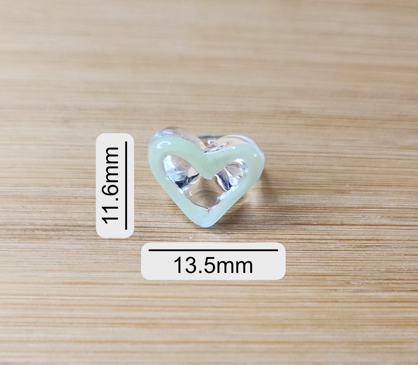 Mint Heart Glass Loc Bead