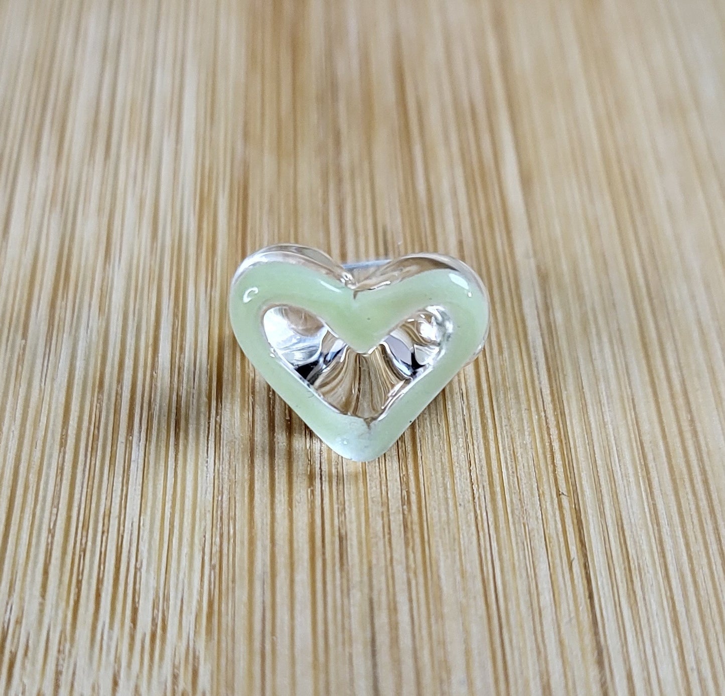 Mint Heart Glass Loc Bead