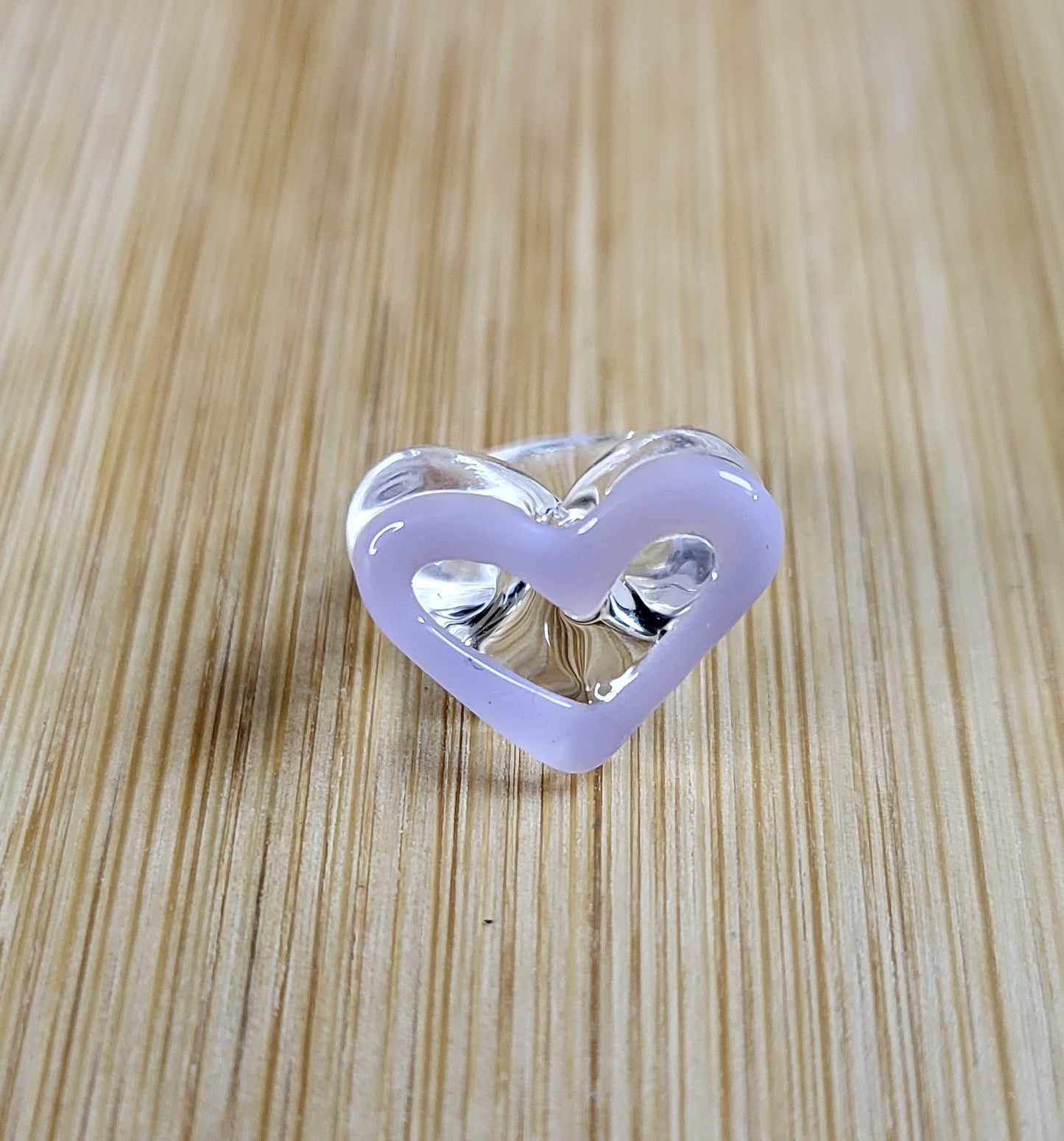 Lilac Heart Glass Loc Bead