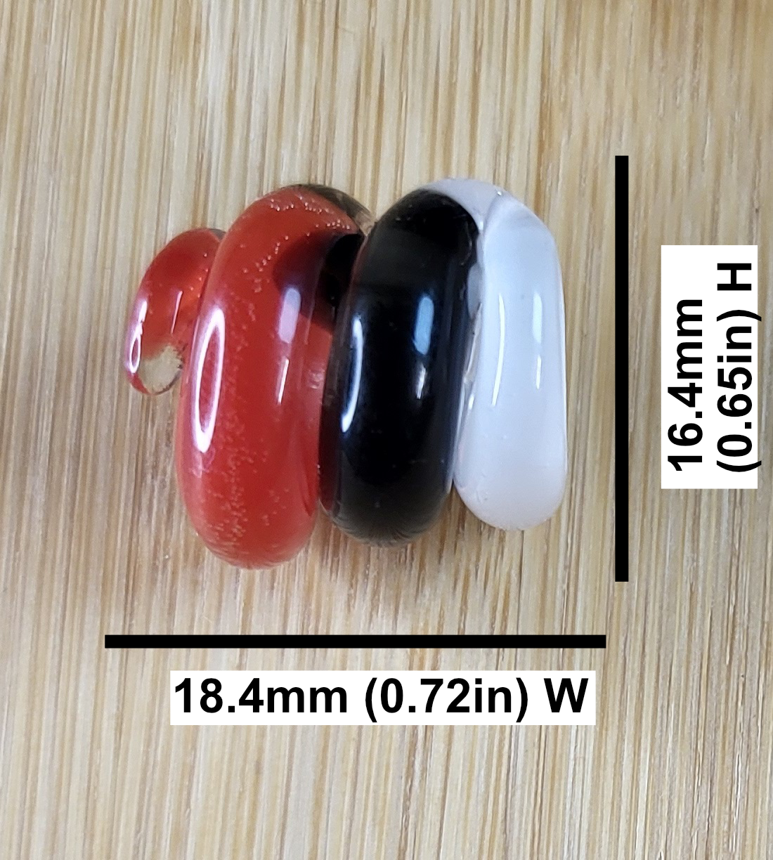 Red, Black And White Coil Glass Loc Bead