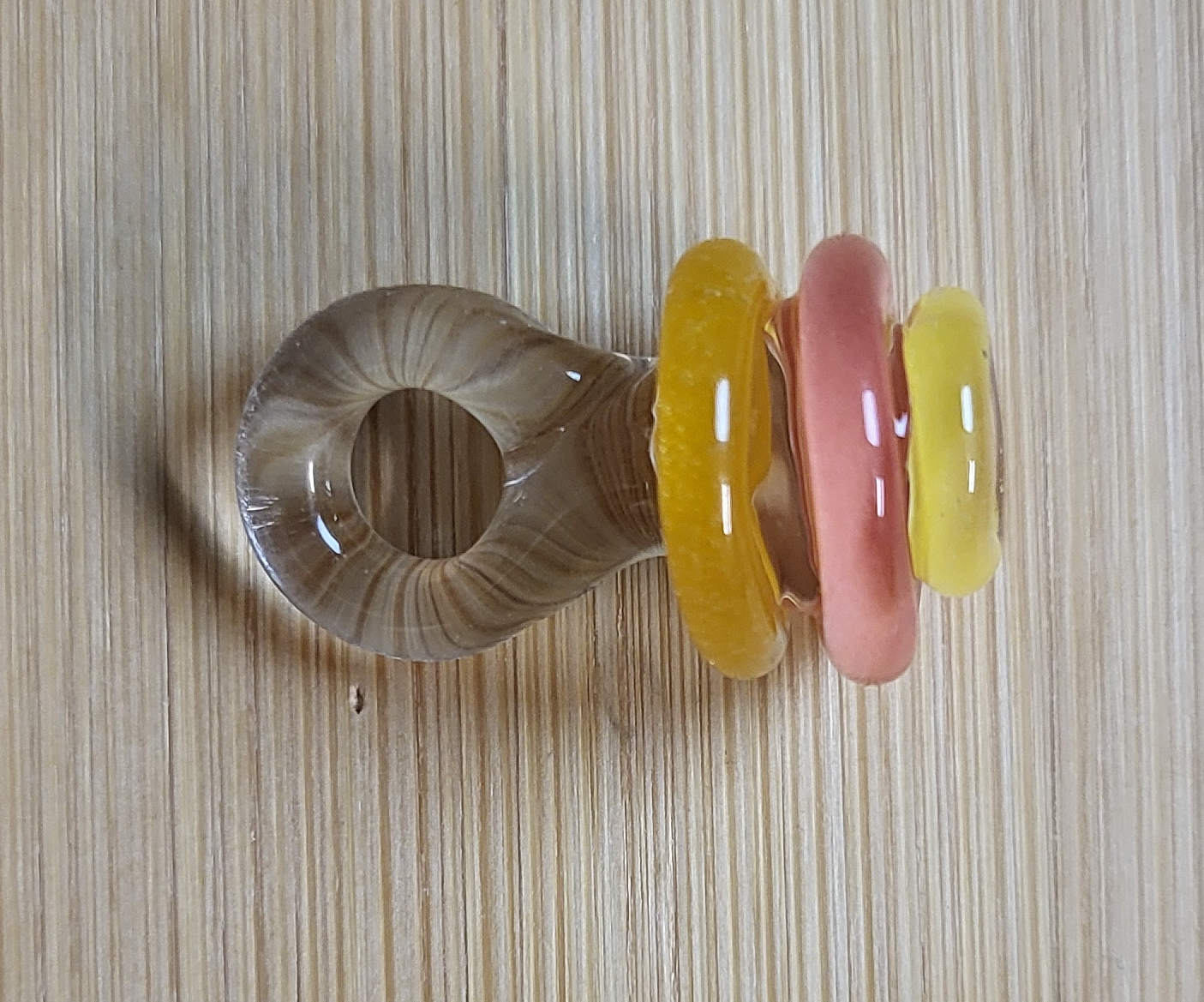 Orange Pink Yellow Honey Cone Glass Loc Bead