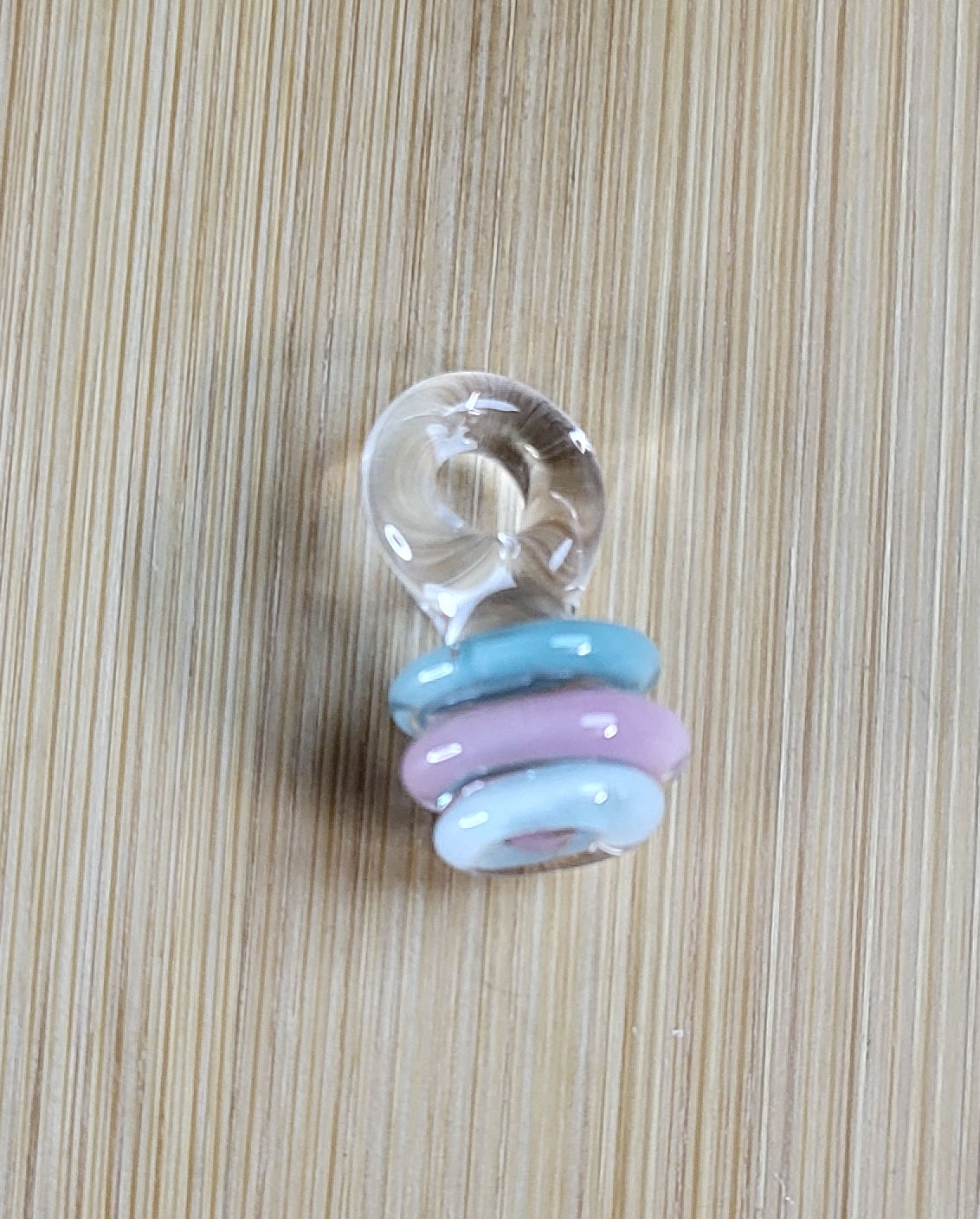 Teal Pink Blue Honey Cone Glass Loc Bead