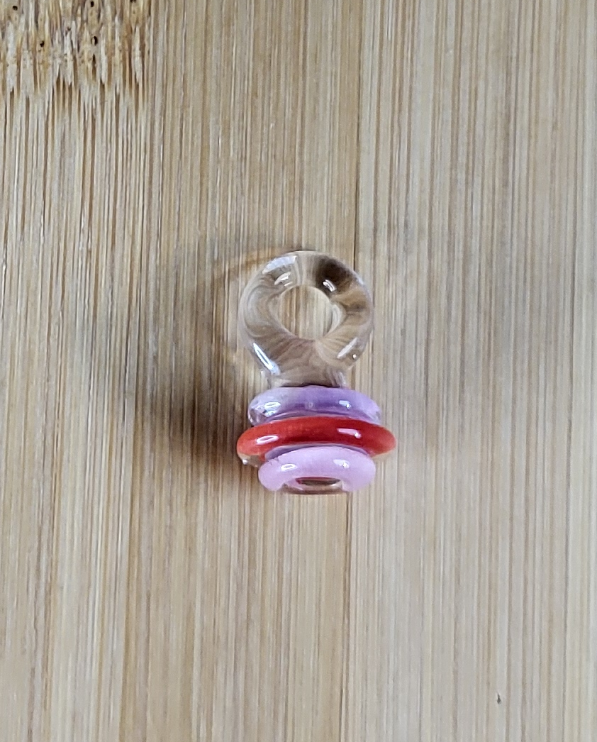 Pink Red Pink Honey Cone Glass Loc Bead