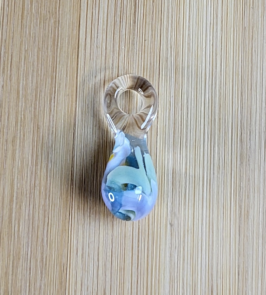 Lilac Yellow Teal Tear Drop Glass Loc Bead