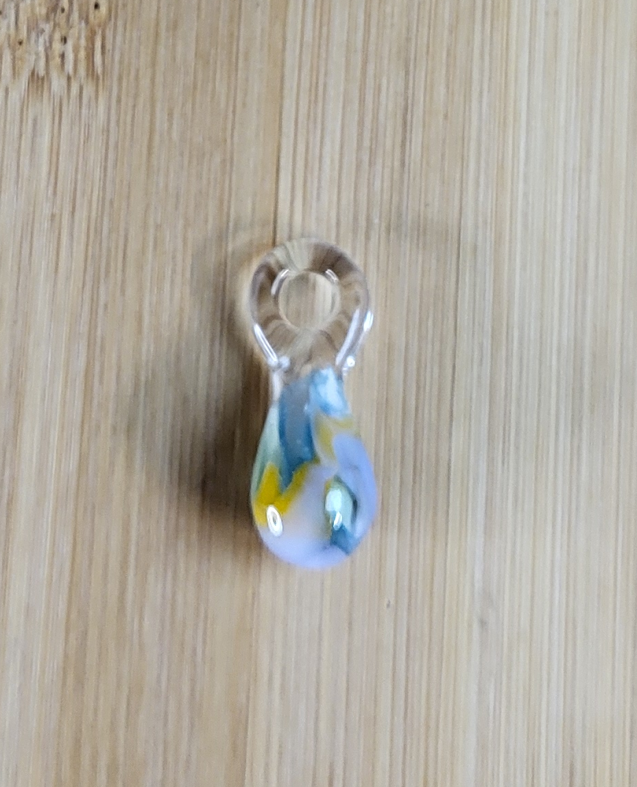 Lilac Yellow Teal Tear Drop Glass Loc Bead