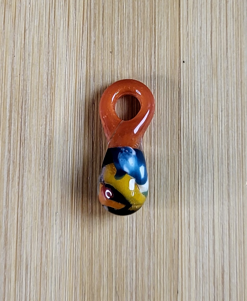 Orange & Teal Tear Drop Glass Loc Bead