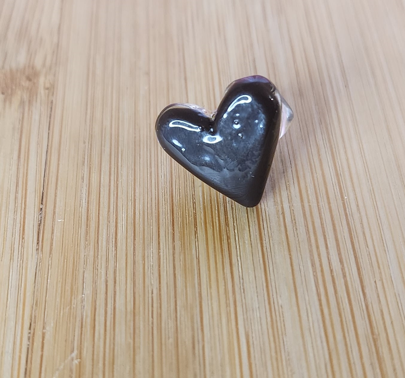 Brown Heart Glass Loc Bead