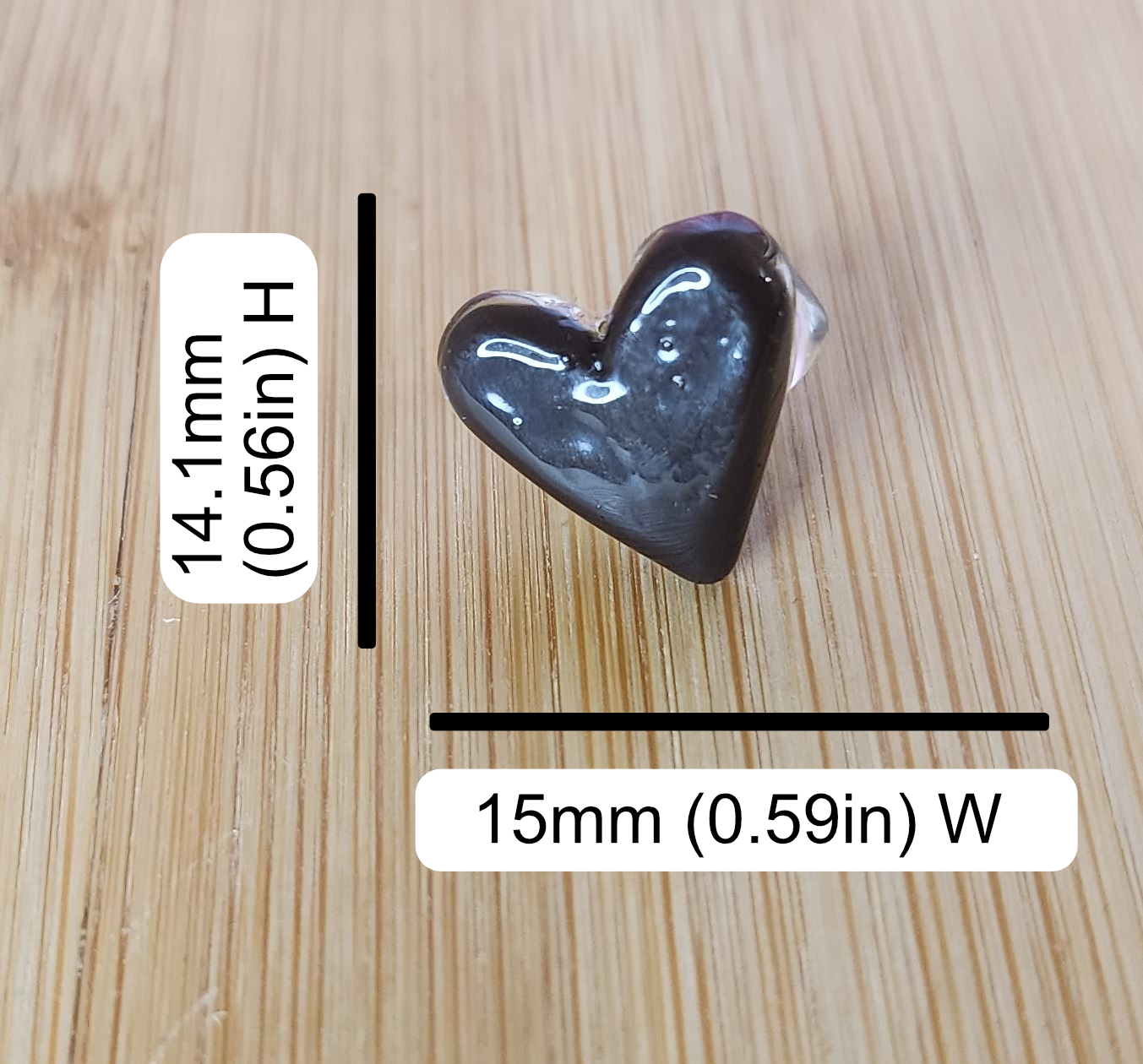 Brown Heart Glass Loc Bead