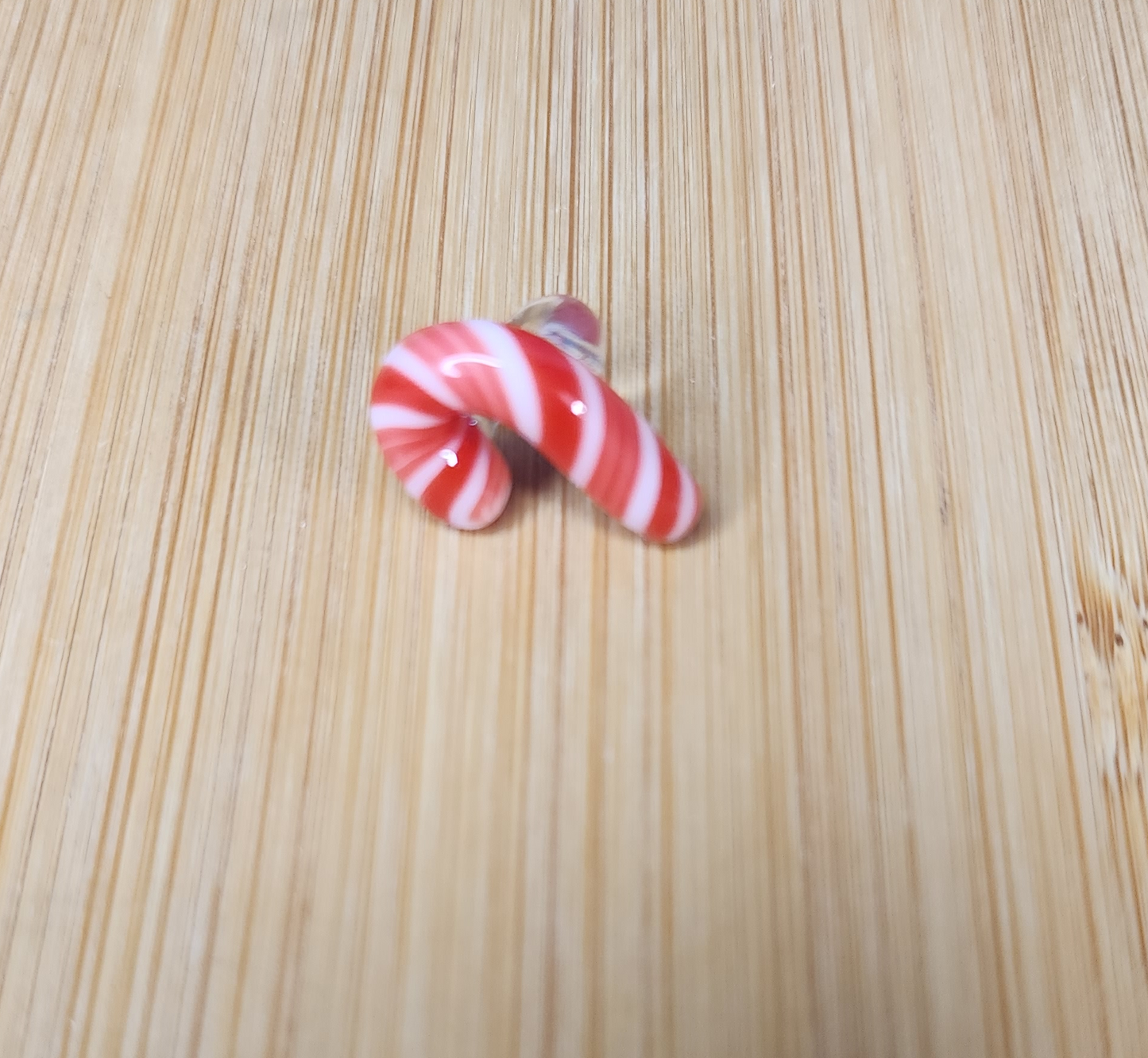 Large Candy Cane Glass Loc Bead