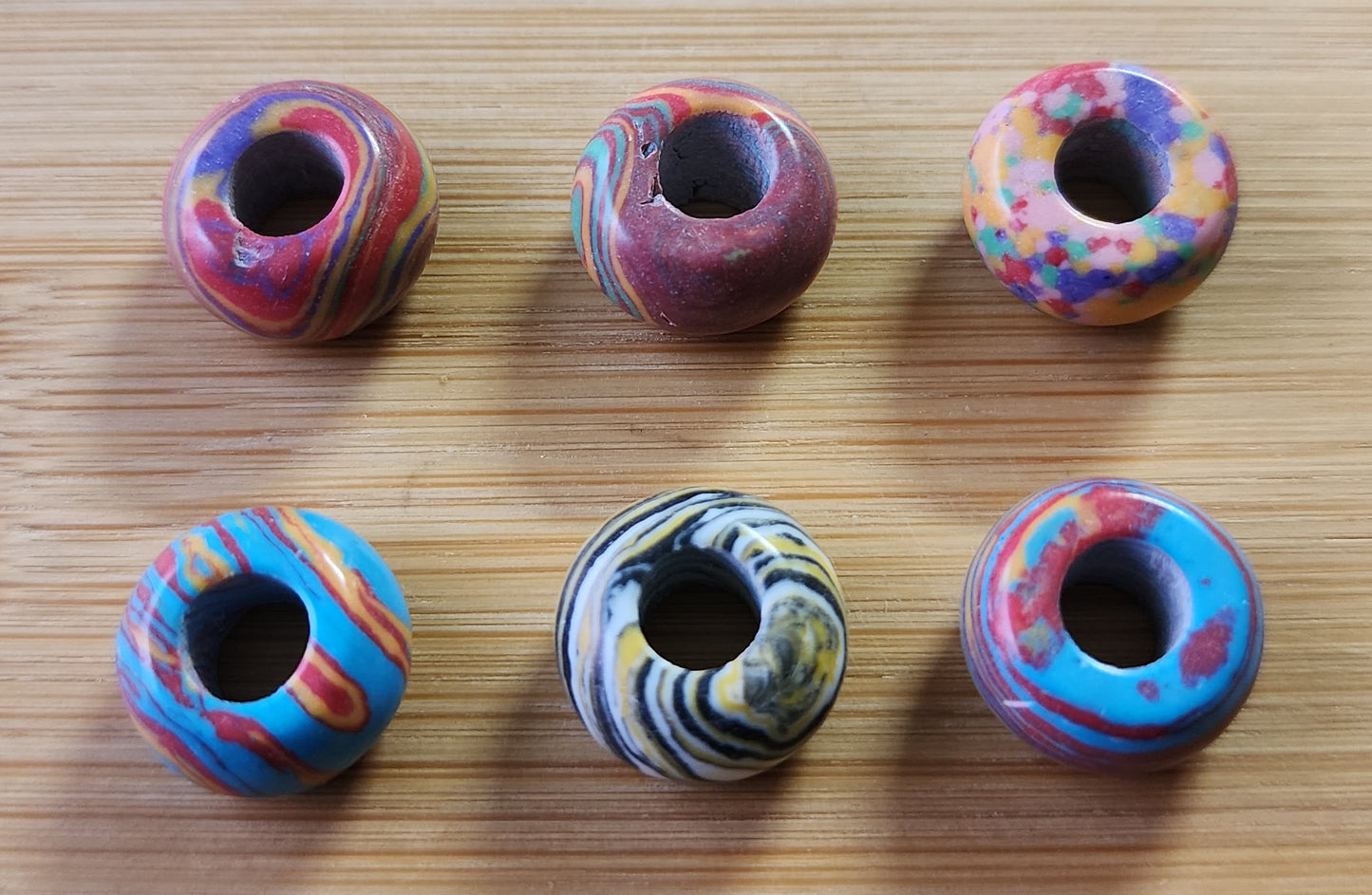 6pc Assorted Polymer Clay Loc Beads #13
