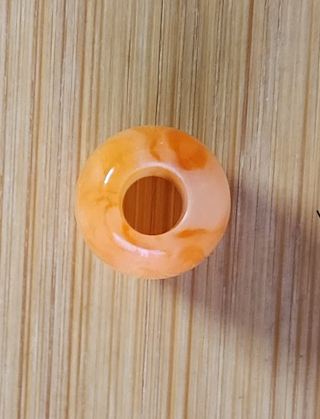 15 Orange Barrel Resin Loc Bead