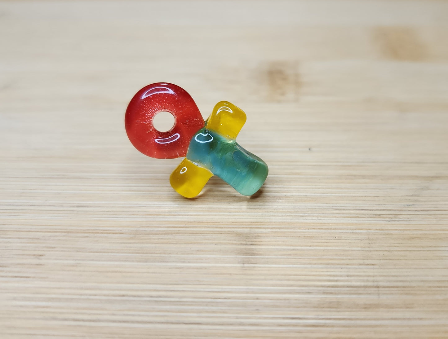 Rasta Ankh Cross Glass Loc Bead