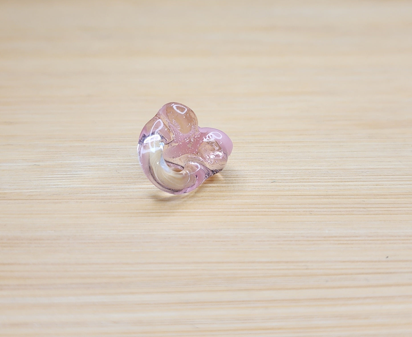 Clear Heart with Breast Cancer Ribbon Glass Loc Bead