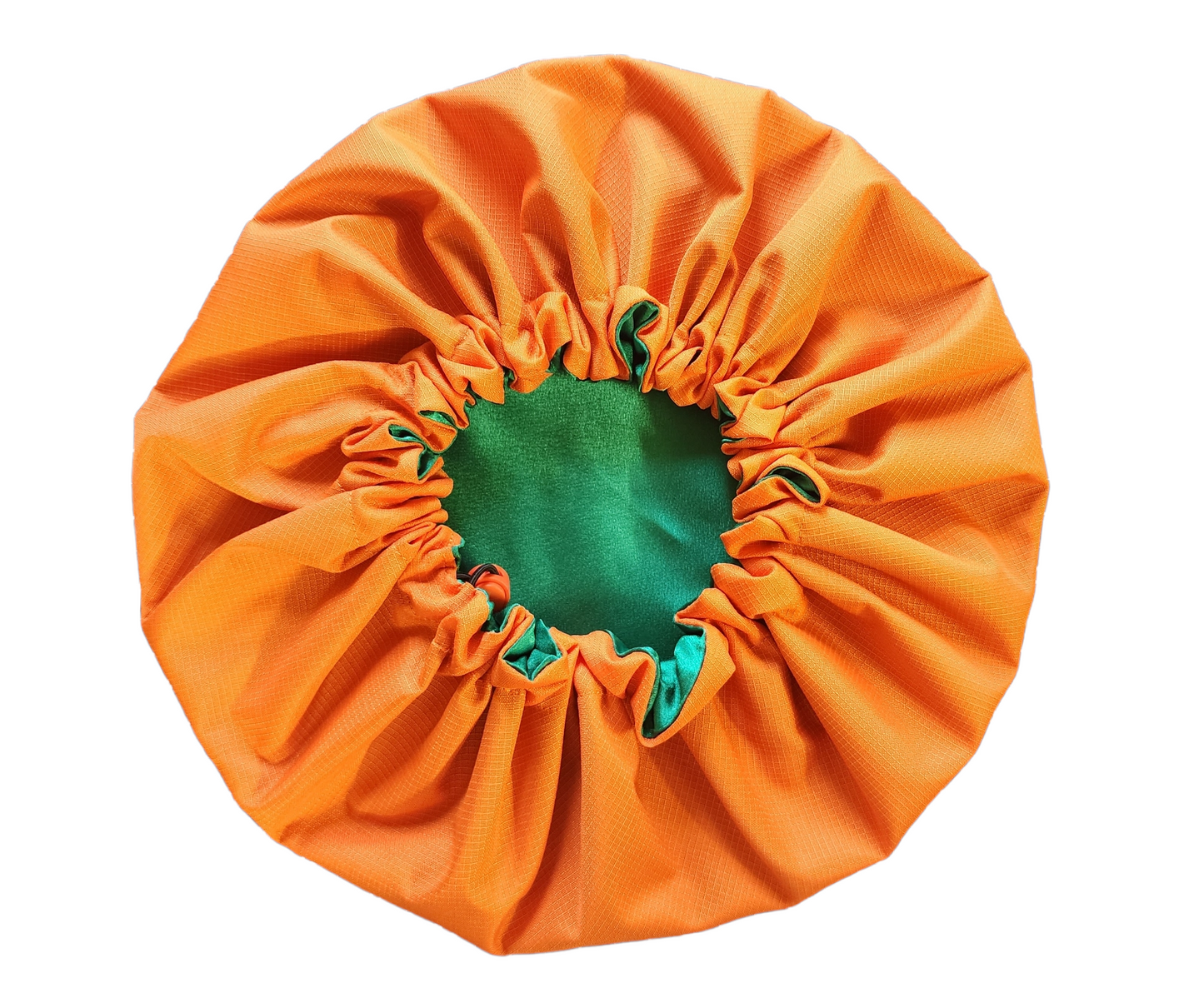 Orange and Green Satin Lined Shower Cap