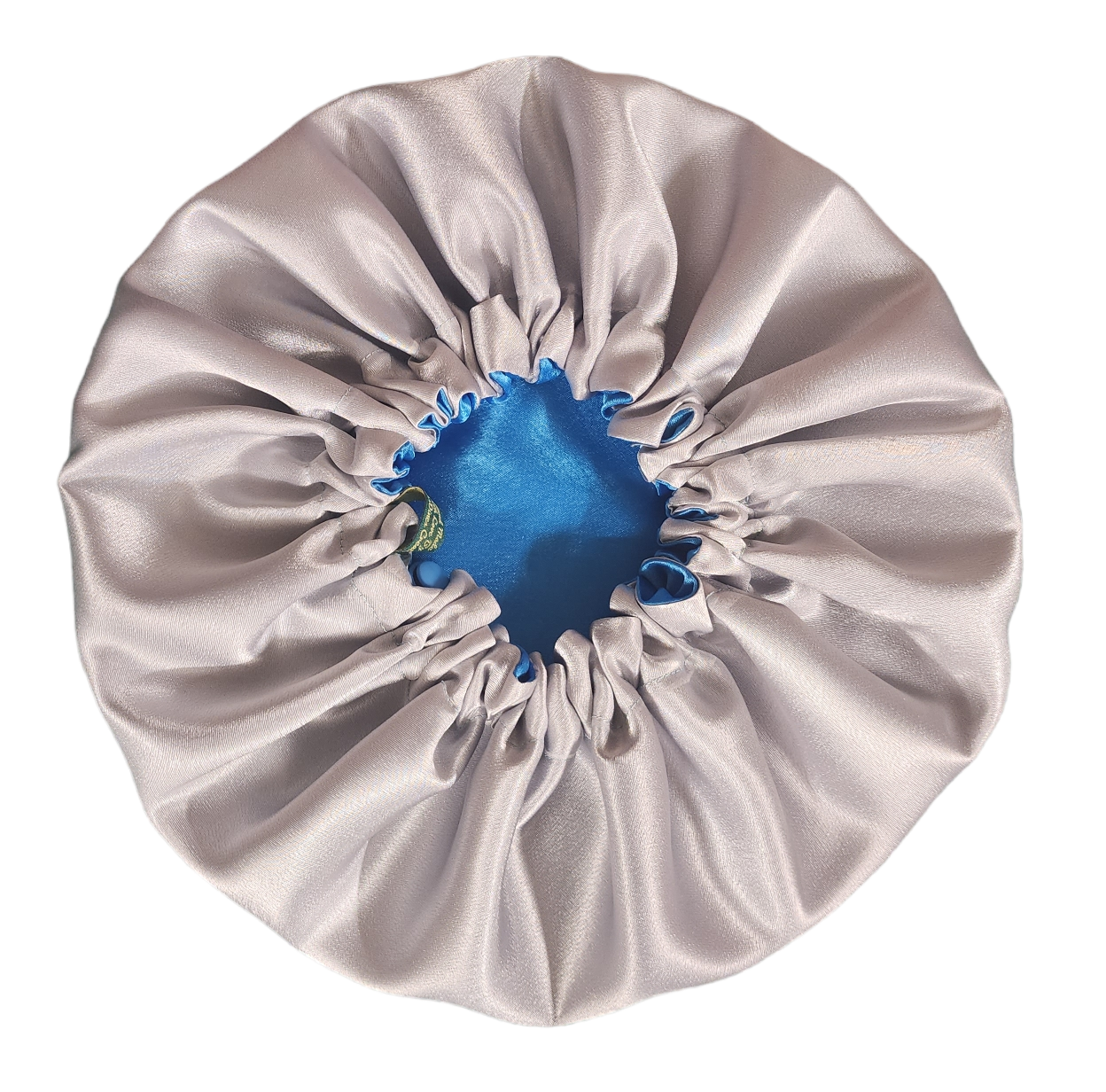 Blue and Gray/Grey Satin Bonnet