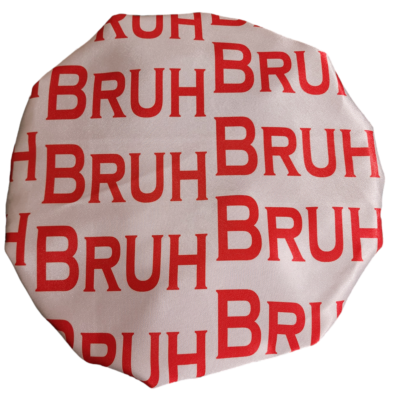BRUH Gray/Grey & Red Satin Bonnet