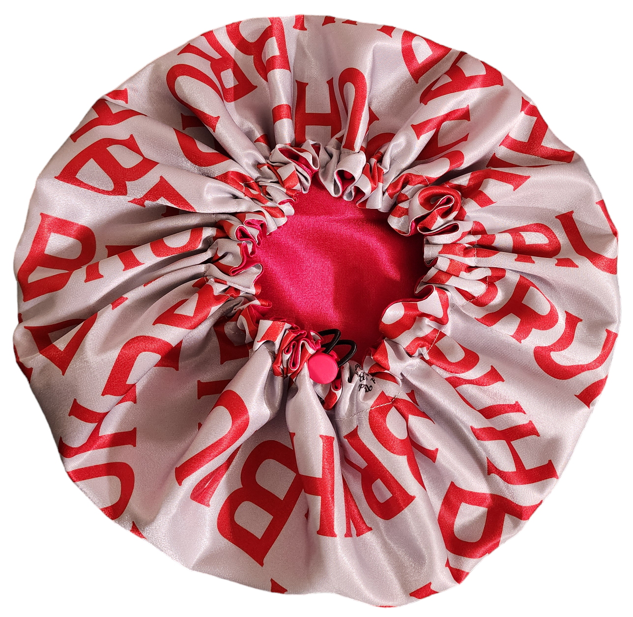 BRUH Gray/Grey & Red Satin Bonnet