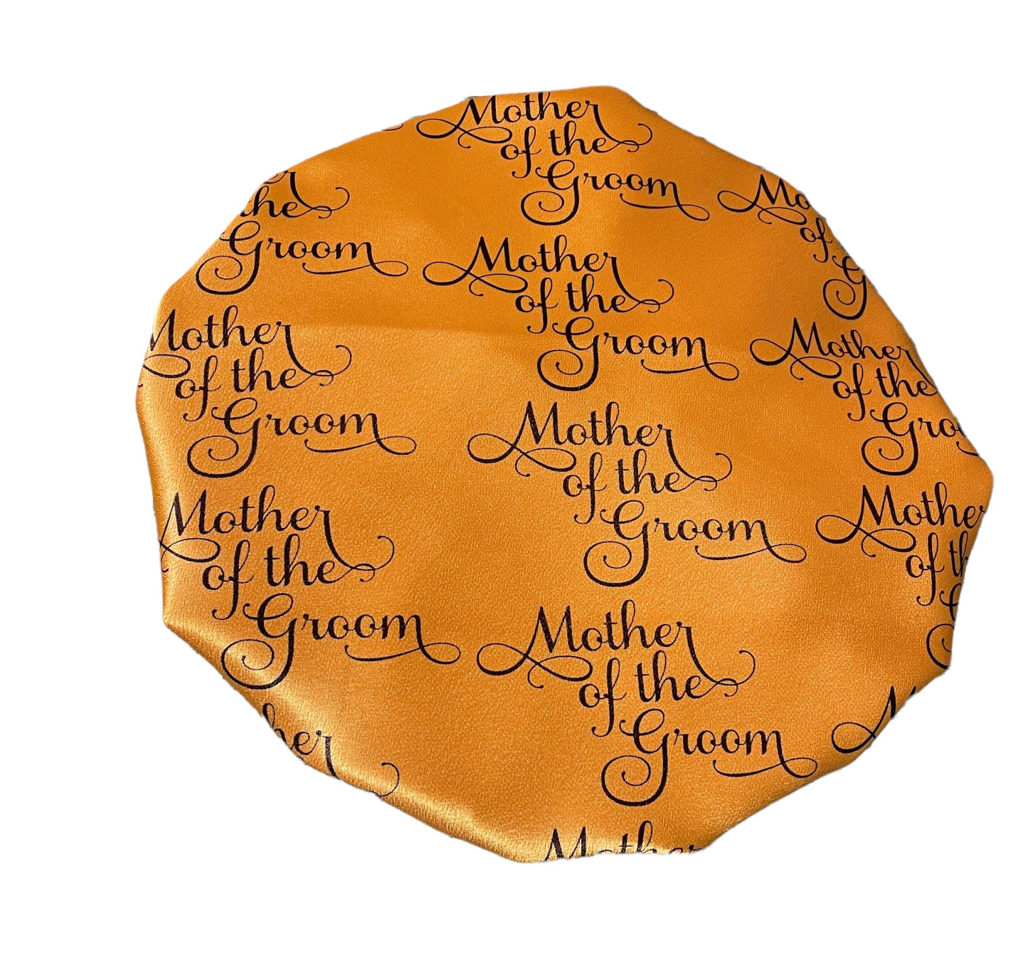 **"Mother Of The Groom" Gold and Black Satin Bonnet